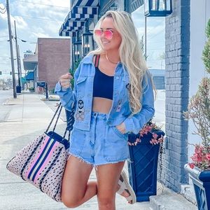 High waisted denim shorts